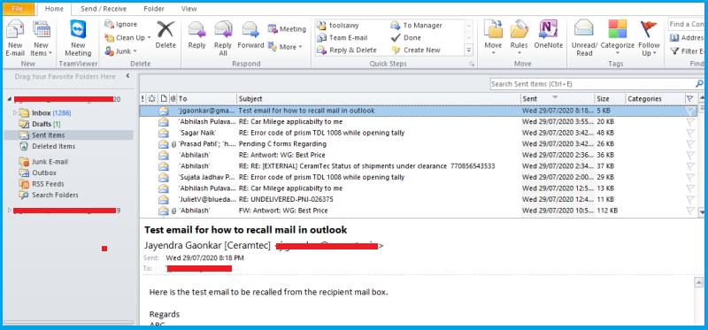 how to recall a message in outlook 2010